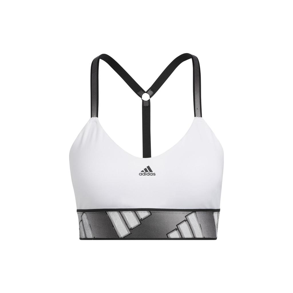 Adidas Contrast Logo Print Low-Intensity Sports Bra Women Underwear White GR8180