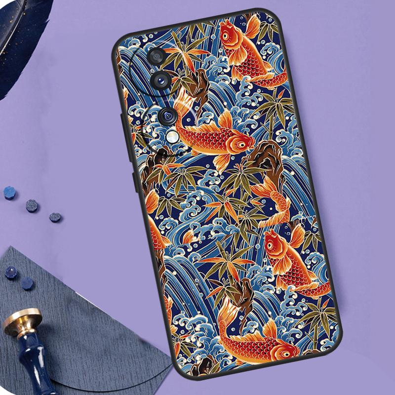 Татуировка Японский Карп Дракон Волна Для Honor X8a X9a X6a X7a X6 X7 X8 X9 X8b X9b Honor Magic 6 Pro 50 70 90 Magic 5 Lite Чехол
