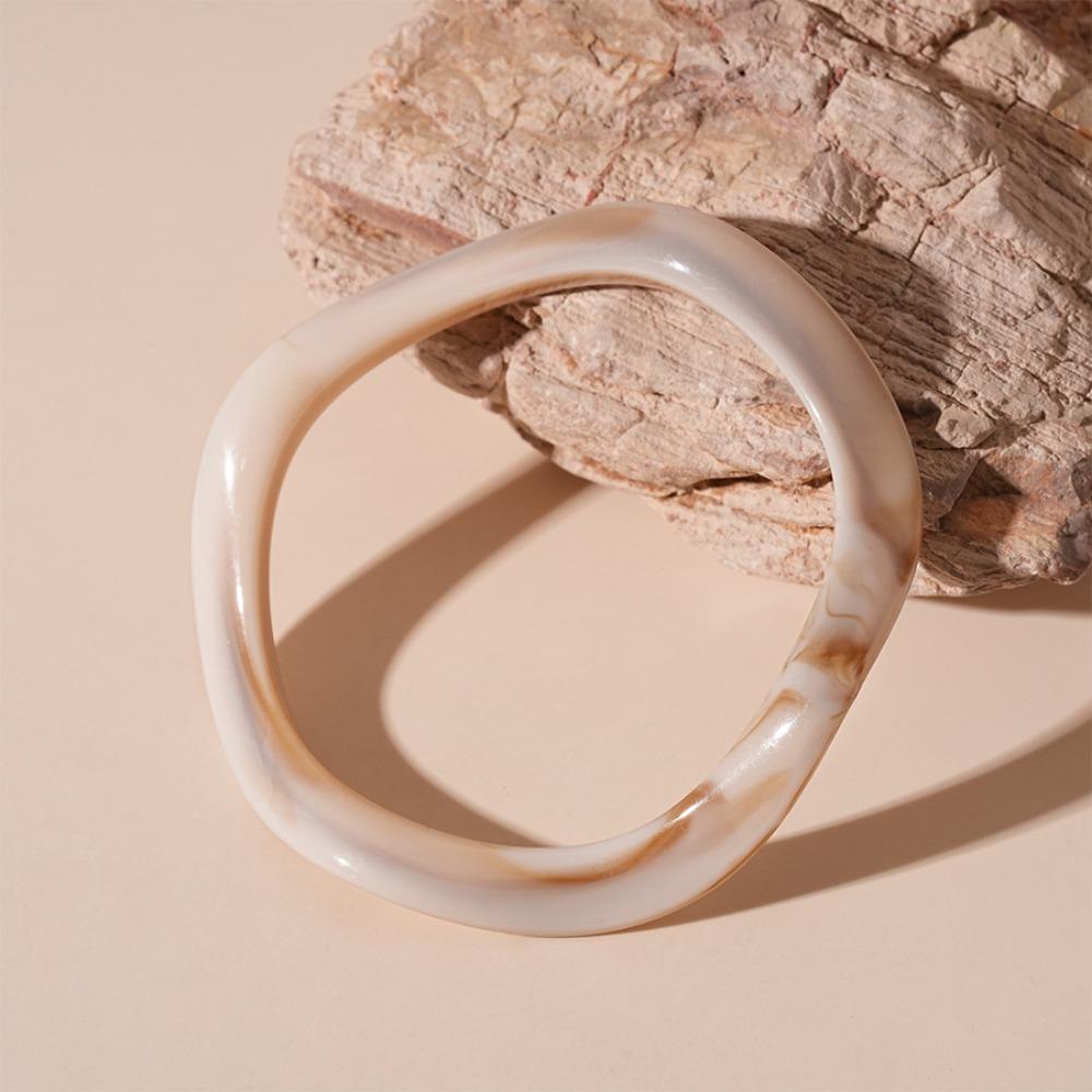 Hip Hop Acrylic Bangle Bohemian Retro Hand Ring Temperament Irregular Wide Bracelet  Women
