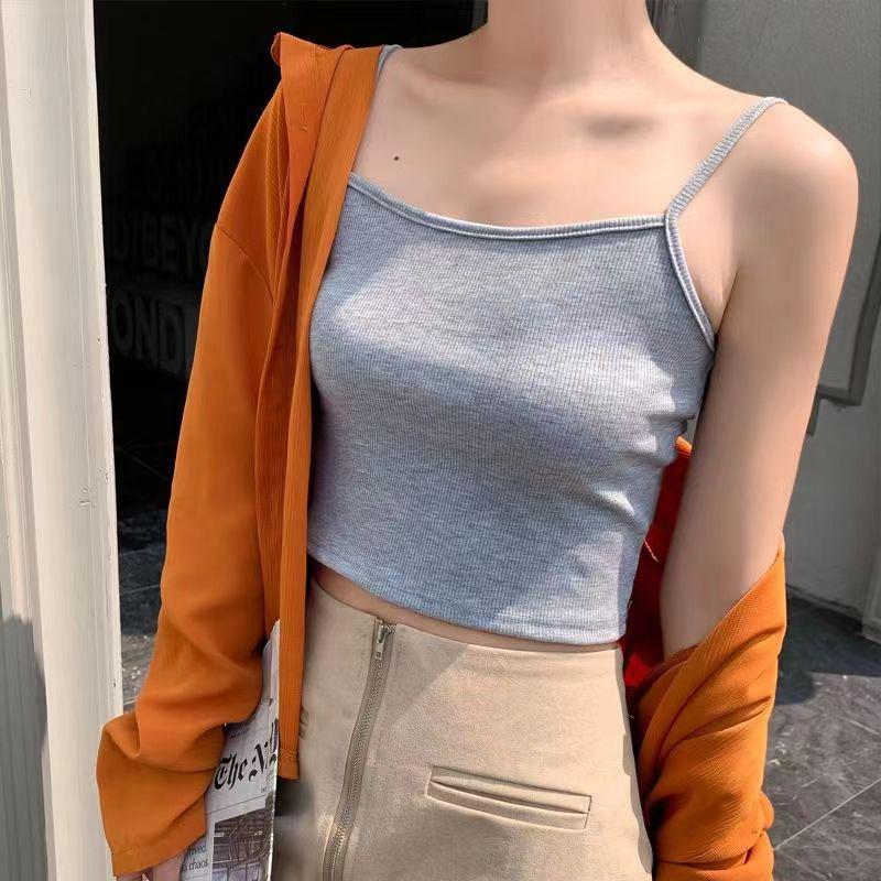 Женский летний жилет без рукавов: Тонкие бретели и красивый дизайн спинки, короткий низ BM