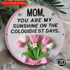 2d Flat 20*20cm Circular Wooden Sign, "Mom, In My Darkest Days, You Are My Sunshine, " Happy Mother's Day Logo, Family Gift Window Decoration, Porch