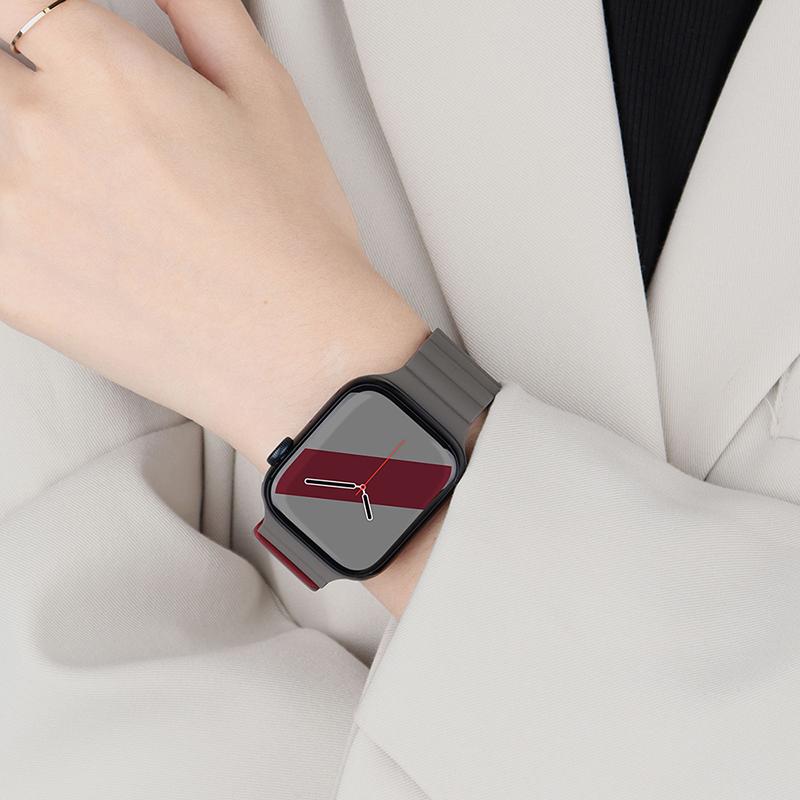 Простой силиконовый ремешок для часов Apple Watch Ultra 9 8 7 49 мм 45 мм 41 мм Силиконовый ремешок с магнитной застежкой для часов iWatch 6 5 4 SE 44 мм 40 мм 42 мм