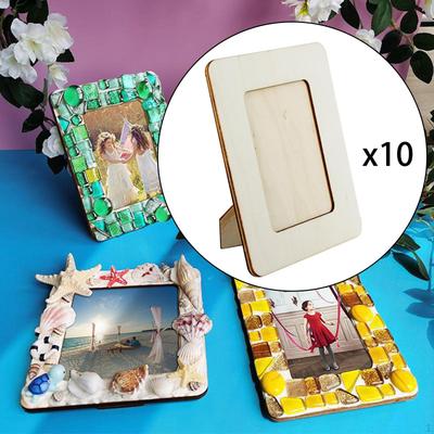 10 штук Деревянная фоторамка Подарки на день рождения, Необработанная, Декоративная для DIY поделок