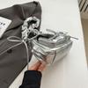 Сборчатая сумка на плечо с бантом, сумка кроссбоди из искусственной кожи, элегантная сумка подмышку с бантом, женская
