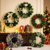 Artificial Flowers Red Berries Garland Christmas Wreath Plastic Front Door Hanging Xmas Party Decor for Home Wall Porch 25CM
