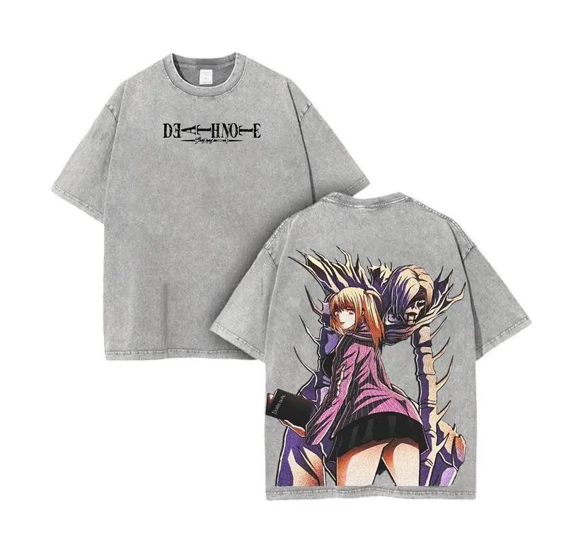 New Japanese Misa Amane Graphic Tshirt Anime Death Note Vintage Washed T Shirt Men Women Clothing Cotton Short Sleeve Tees