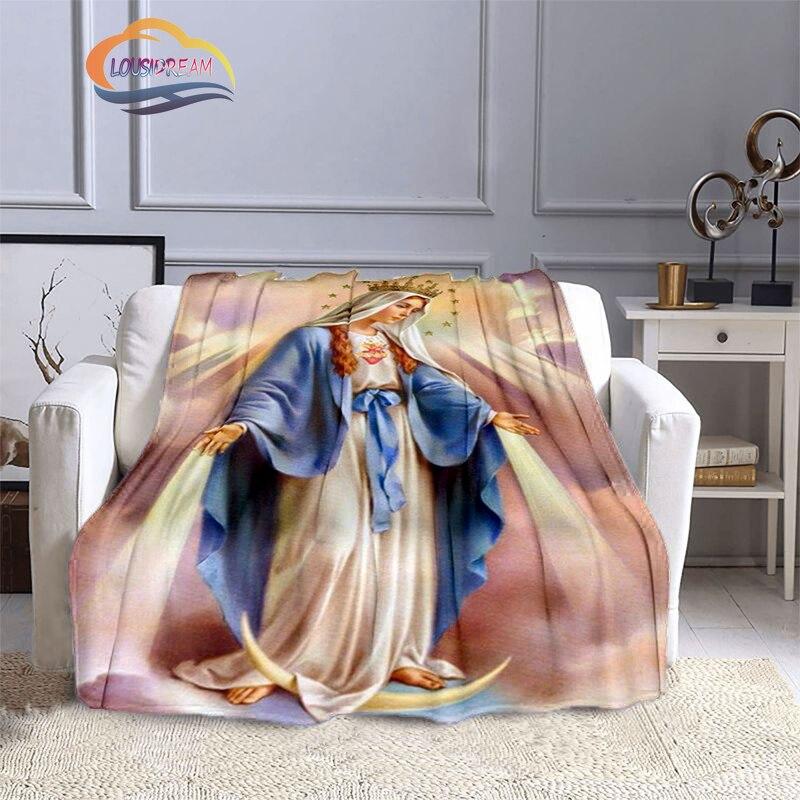 Одеяла с 3D принтом Христа Пресвятой Девы Марии, модные фланелевые кашемировые одеяла, модные религиозные мягкие покрывала, диванные одеяла