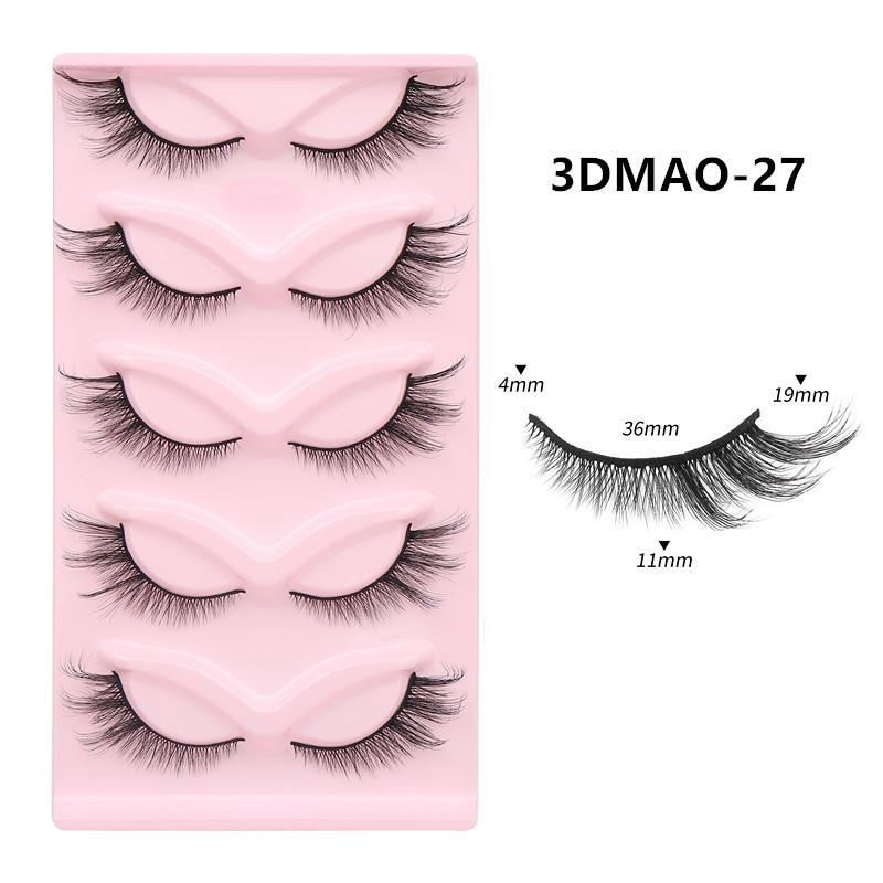 XF 5 Pairs Fox Eye Lashes 3D Silk Fluffy Faux Mink False Cat Eyelashes Custom Packaging Box with Private logo