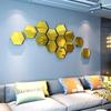 12Pcs Hexagon Acrylic Mirror 3D Wall Sticker Mirror Home Decoration DIY Removable Mirror for Living-Room Art Ornaments