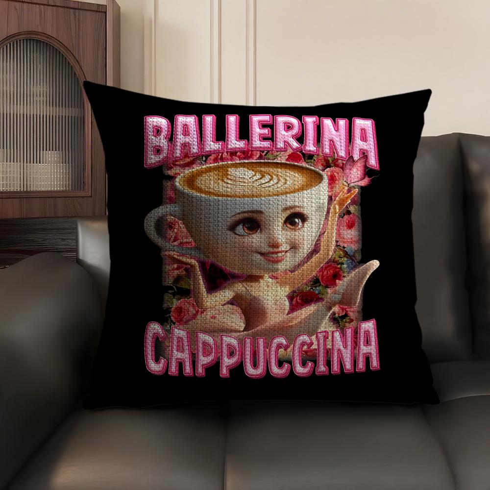 ITALlAN Brainrot Animal Cushion Cover Natural Linen Organic Fabric DoubleSided Printing Sofa Home Decor Gift Pillow Case