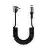 1.5M Coiled USB-C Type C 5A Fast Charging Data Cable 90 Right Angle Retractable Pure Copper Mobile Phone Cord for
