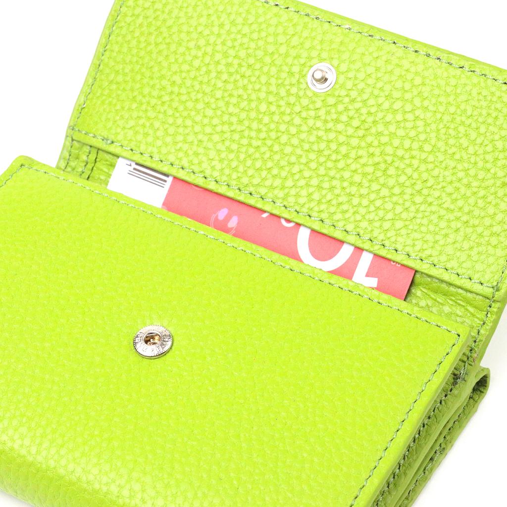 Молодежный стильный женский кошек из натуральной кожи флотар CANPELLINI Wallet 21598 Салатовый