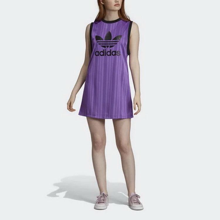 Adidas Оригинальный Трилистник Логотип Пуловер Круглый вырез Майка Женские топы Фиолетовый DV0136