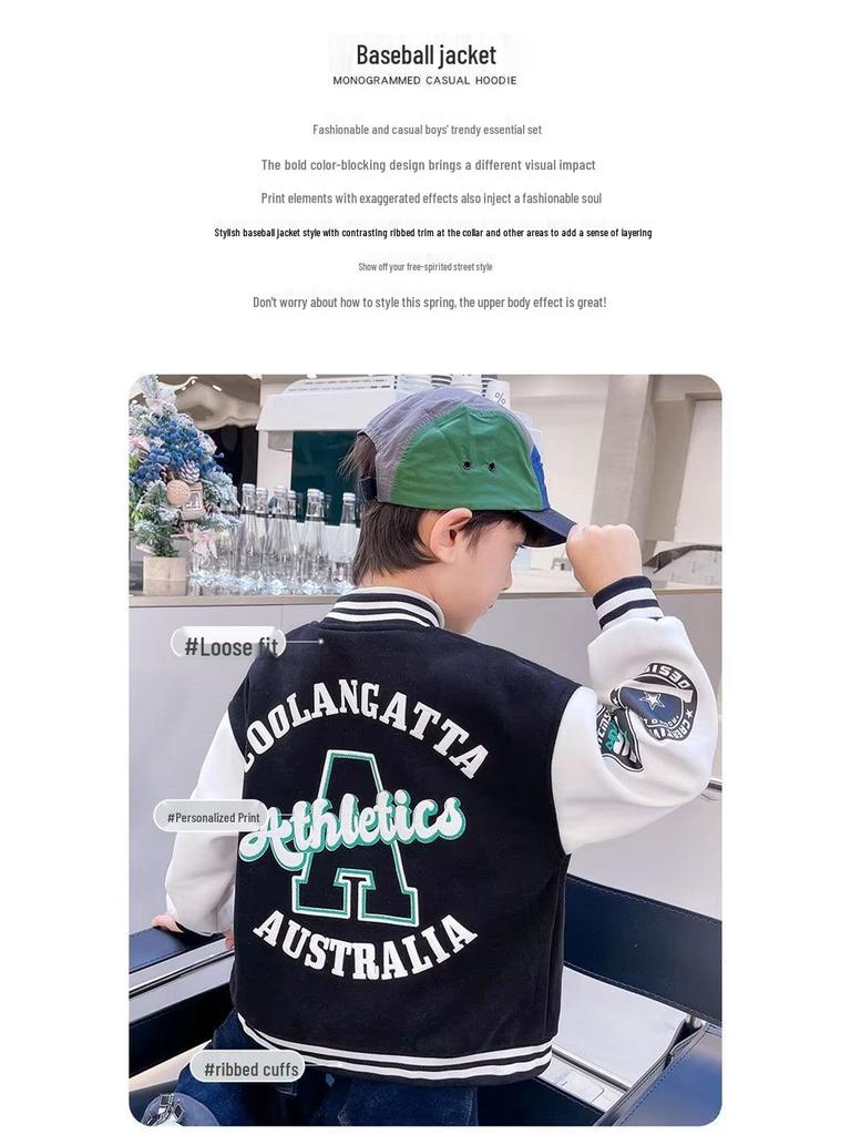 2024 Детская повседневная куртка-бомбер в стиле ретро свободного кроя