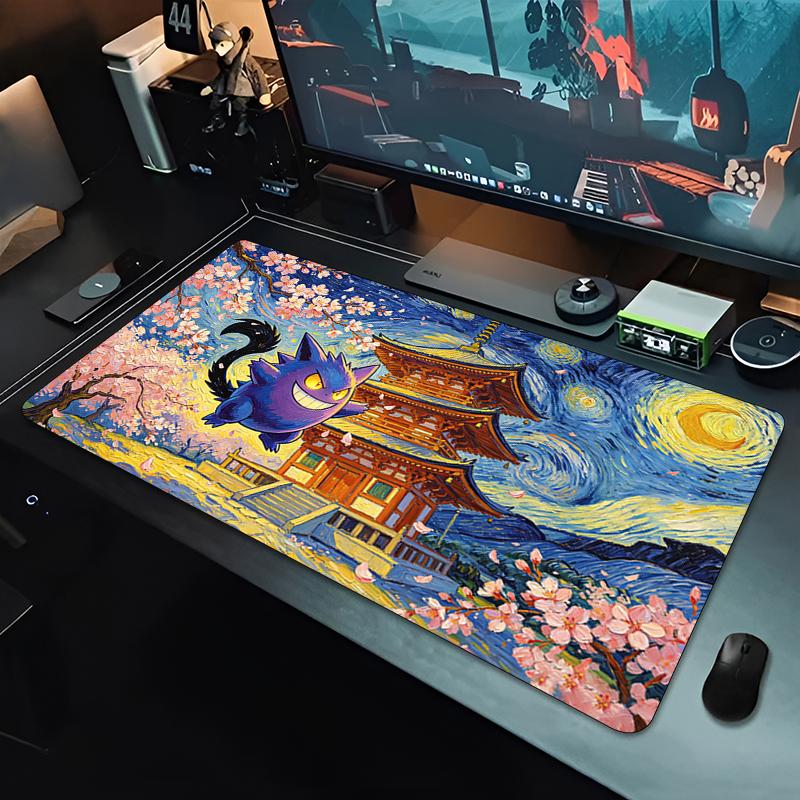 Anime Mouse Pad Gengar Professional Gaming Accessories Rubber Lock Edge Keyboard Desk Mat Gamer mousepads Smooth Surface