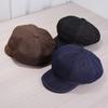 New simple denim octagonal hat women's big head circumference painter hat retro autumn and winter outdoor face newsboy hat