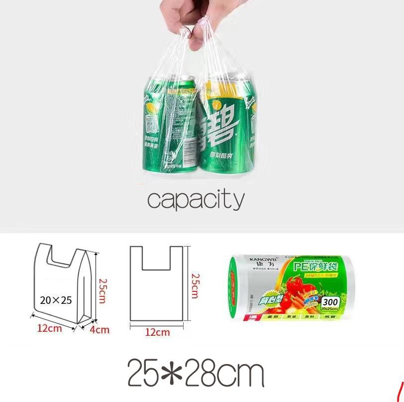 100 шт., 3 размера, пакеты для хранения продуктов с ручкой, сохраняют свежесть, прозрачные рулоны, пластиковые пакеты для хранения свежих продуктов, вакуумная сумка для хранения пищевых продуктов