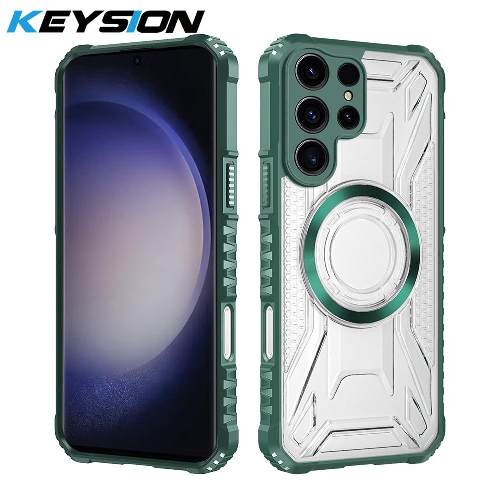 KEYSION Прозрачный магнитный чехол для Samsung S22 S23 Ultra 5G S23+ Ударопрочная задняя крышка для телефона для Galaxy S23 S21 S20 FE 5G