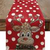 Christmas Print Table Runner Dining Decor Holiday Party Home Tablecloth With Tree Snowman
