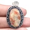Pendant Sunstone Drusy Gemstone Handmade Gift For Her Silver Jewelry 2"