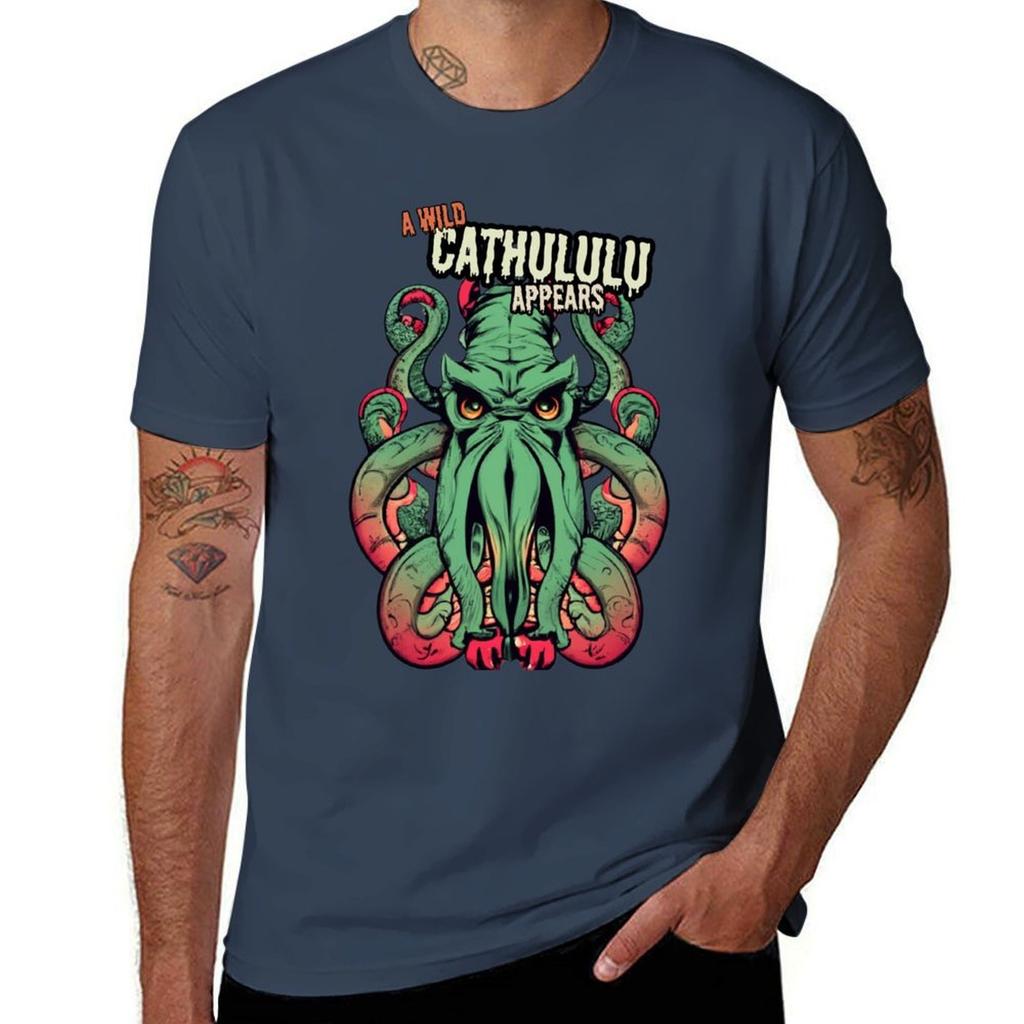 A Wild Cathulhu Appears Tshirt Holiday Simple Tee Shirt Tshirt