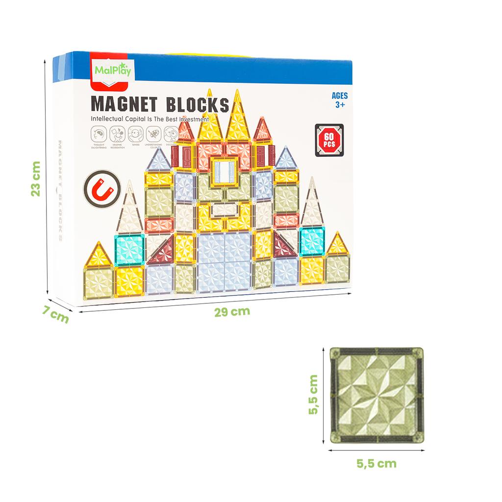 60 Pieces 3D Magnetic Construction Blocks Educational Puzzle