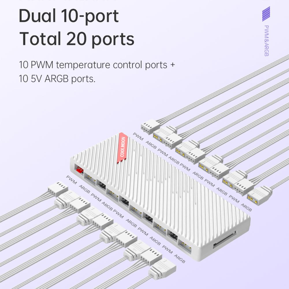 1-в-10 PWM и ARGB Хаб-разветвитель Магнитное крепление 4-контактный PWM 3-контактный Адресный ARGB Адаптер Разветвитель ARGB контроллера для корпусных вентиляторов