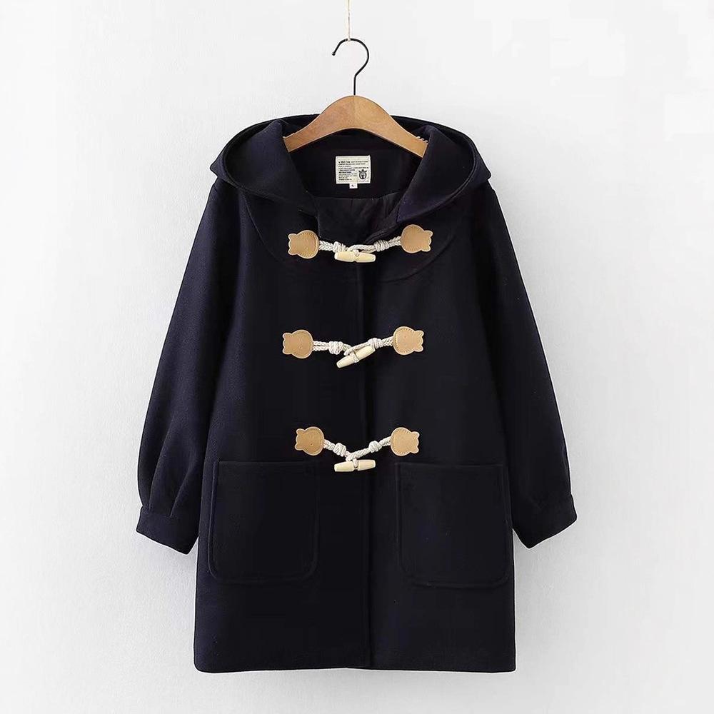 JK Uniform Women's Spring Petite Wool Coat with Toggle Closure - Cute British Style Hooded Jacket