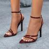 Отпразднуйте 2025 Новые Сексуальные Сандалии Женские Заостренный Носок Патентная Кожа Перекрестные Ремешки на Щиколотке Тонкий Высокий Каблук Вечеринка Уличный Стиль Сандалии Обувь