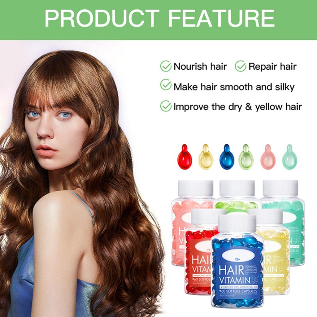 Capsule Hair Care Oil, Hair Is Smooth And Dangly, 60 Capsules Of Moisturizing Hair Care Oil 30ml