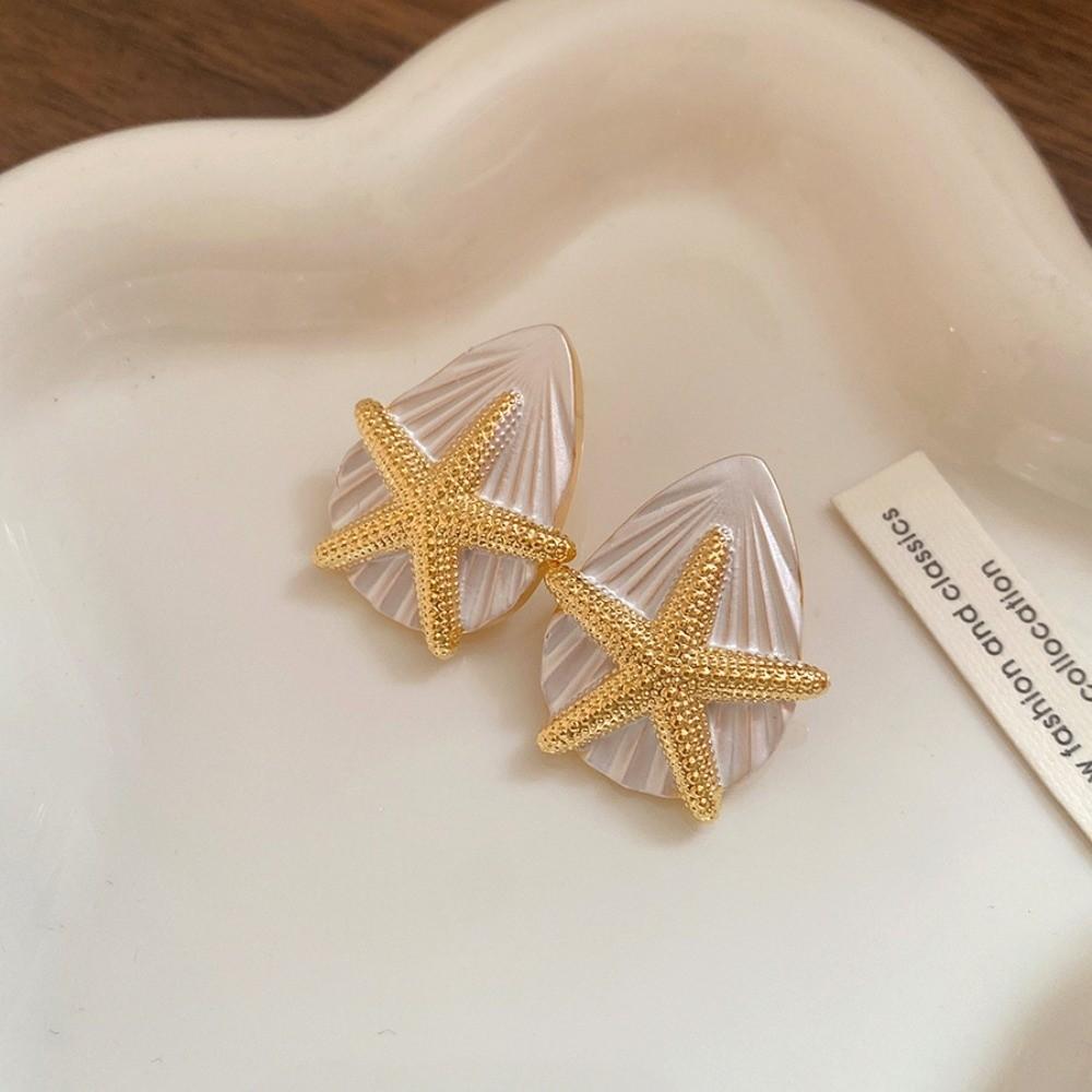 Personality Starfish Ear Studs Shell Shape Star Dangle Earrings Starfish Shell Earrings Summer
