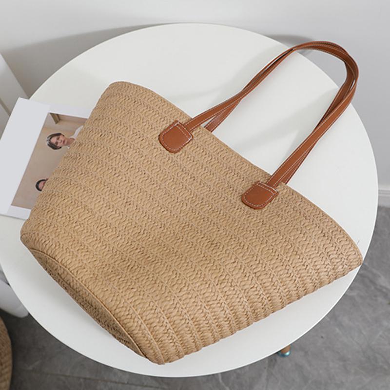 Летняя соломенная сумка большой вместимости для женщин, вязаная соломенная сумка в богемном стиле, сумка с верхней ручкой, дорожные сумки