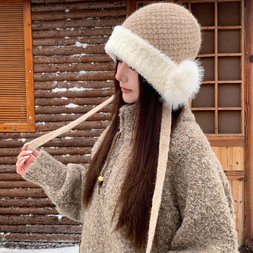Premium Plush Plush Earflap Cap Knitted Ear Protection Cap Winter Knit Hat Outdoor Walking