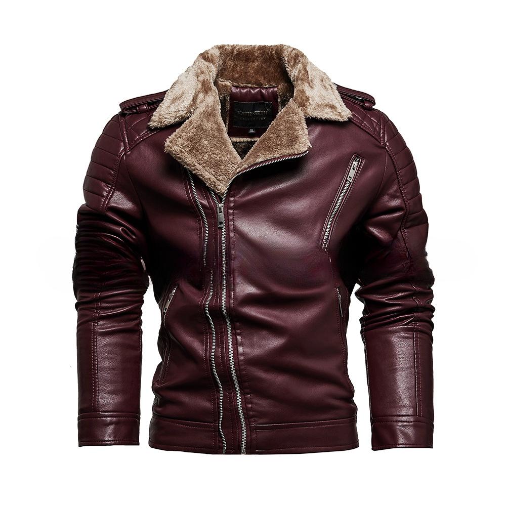 Новый продукт Мужская зимняя кожаная куртка Трендовая мода Костюм воротник меховая интегрированная кожаная куртка для мужчин