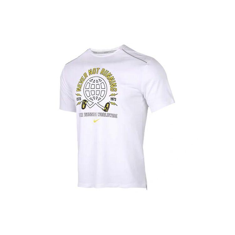 Nike Футболка с короткими рукавами и принтом Miler Wild Run Elemental, мужские топы, белые CJ5404-100