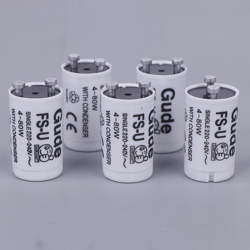 5 шт./набор Одинарный 220 В-250 В 4-80 Вт Стартер для люминесцентной лампы Fs-U S2 Tl Стартер для лампы Предохранитель Стартеры CE Rohs