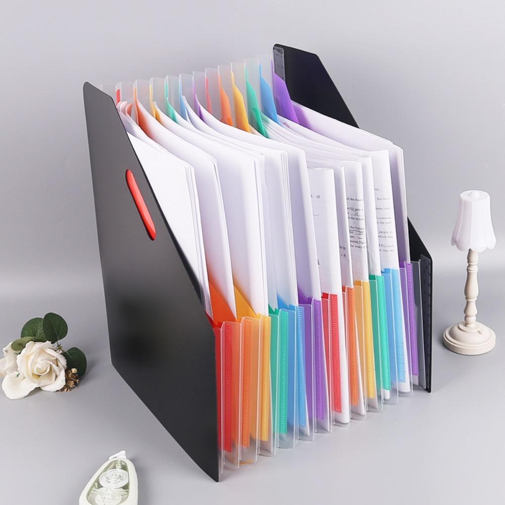 Stand Up 13 Pockets File Folder Folder Rainbow Color Document Holder  Test Paper