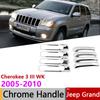 Авто Хром Для Jeep Grand Cherokee 3 III WK 2005~2010 Автомобильные Хромированные Накладки на Ручки Дверей ABS Аксессуары для Внешнего Стайлинга Наклейки