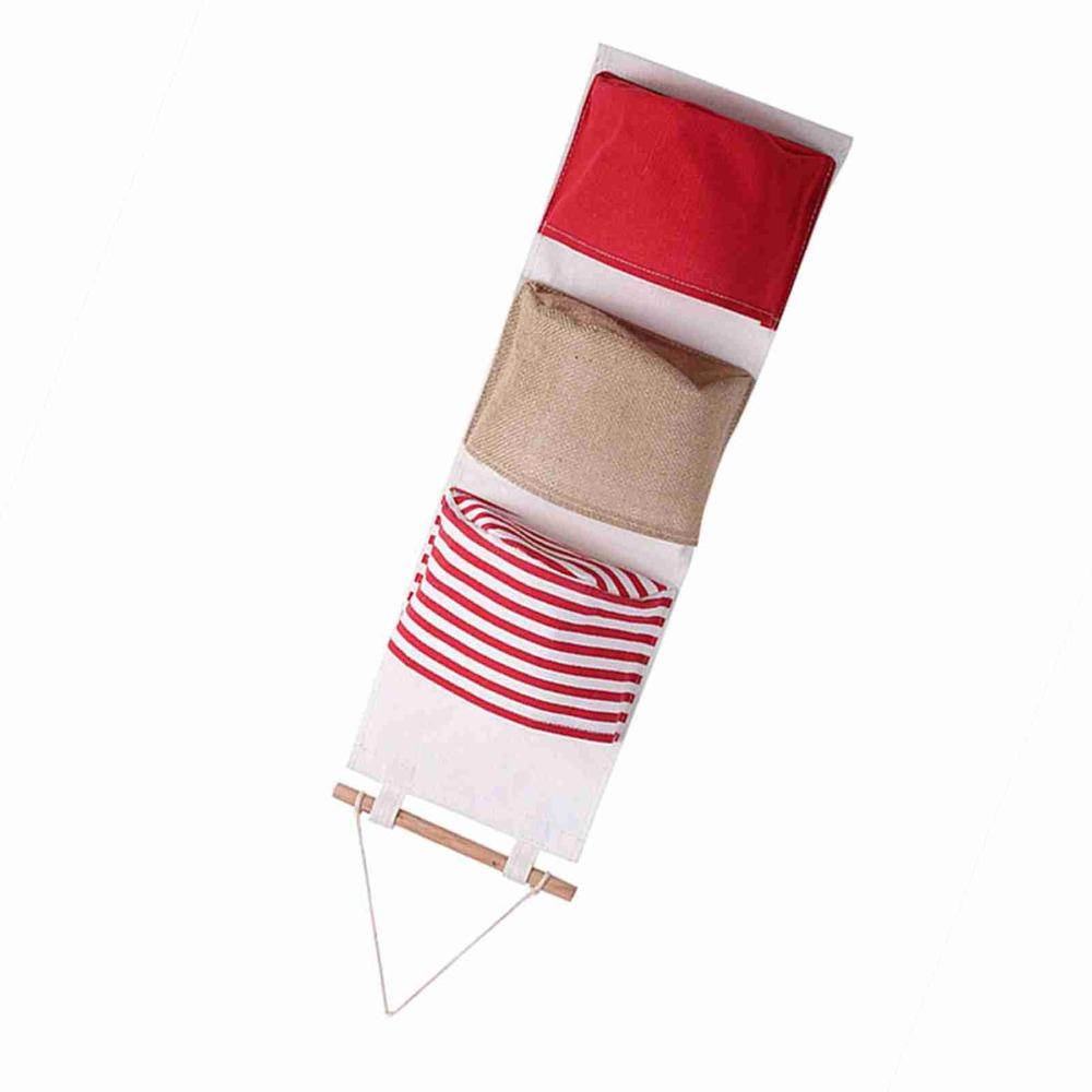 3Layer Design Hanging Storage Bag Cotton Linen Fabric Wardrobe Hanging Bag  Door Hanging