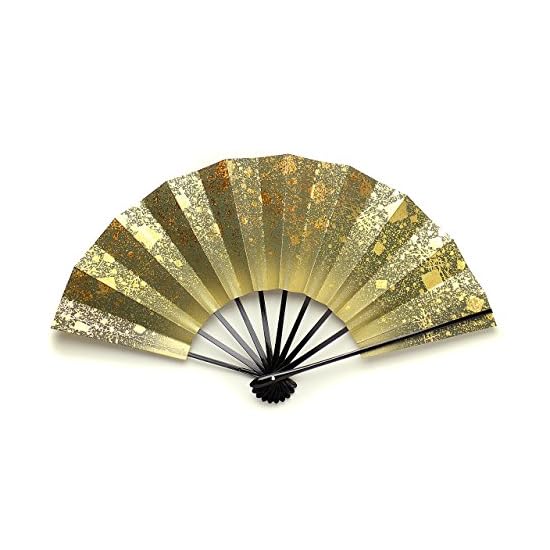 Kyoto Folding Fan, Dance Fan, Fantasy, Made in Japan, Gold, 9.5 sun (approx. 29cm), Kyoto, Black Lac