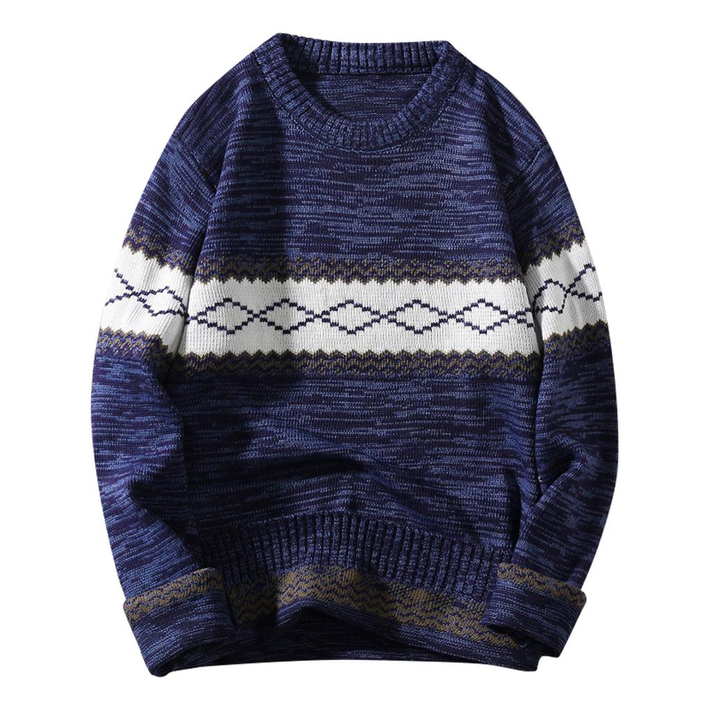 Модный повседневный мужской свитер с длинным рукавом и круглым вырезом, свободный пуловер