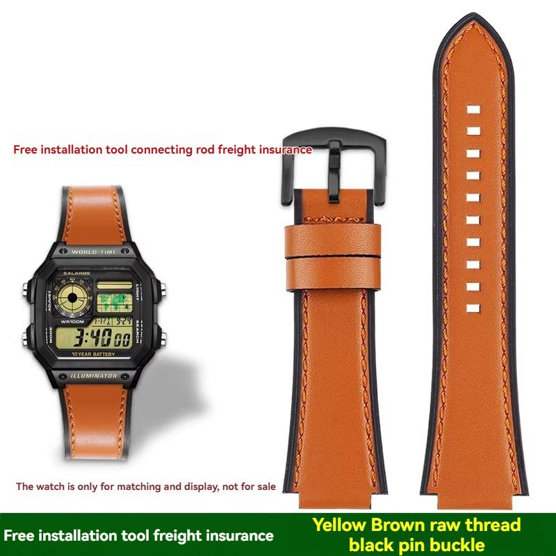 Для Casio маленькие квадратные AE1200/1300/1500 SGW-300/400 W-218 мужские оригинальные ремешки для часов из натуральной кожи аксессуары