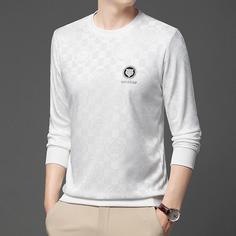 Spring and Autumn Men's Long-sleeved Round Neck Sweatshirt, Fashionable and Casual Hot Diamond Inner Layer, Men's Base Layer