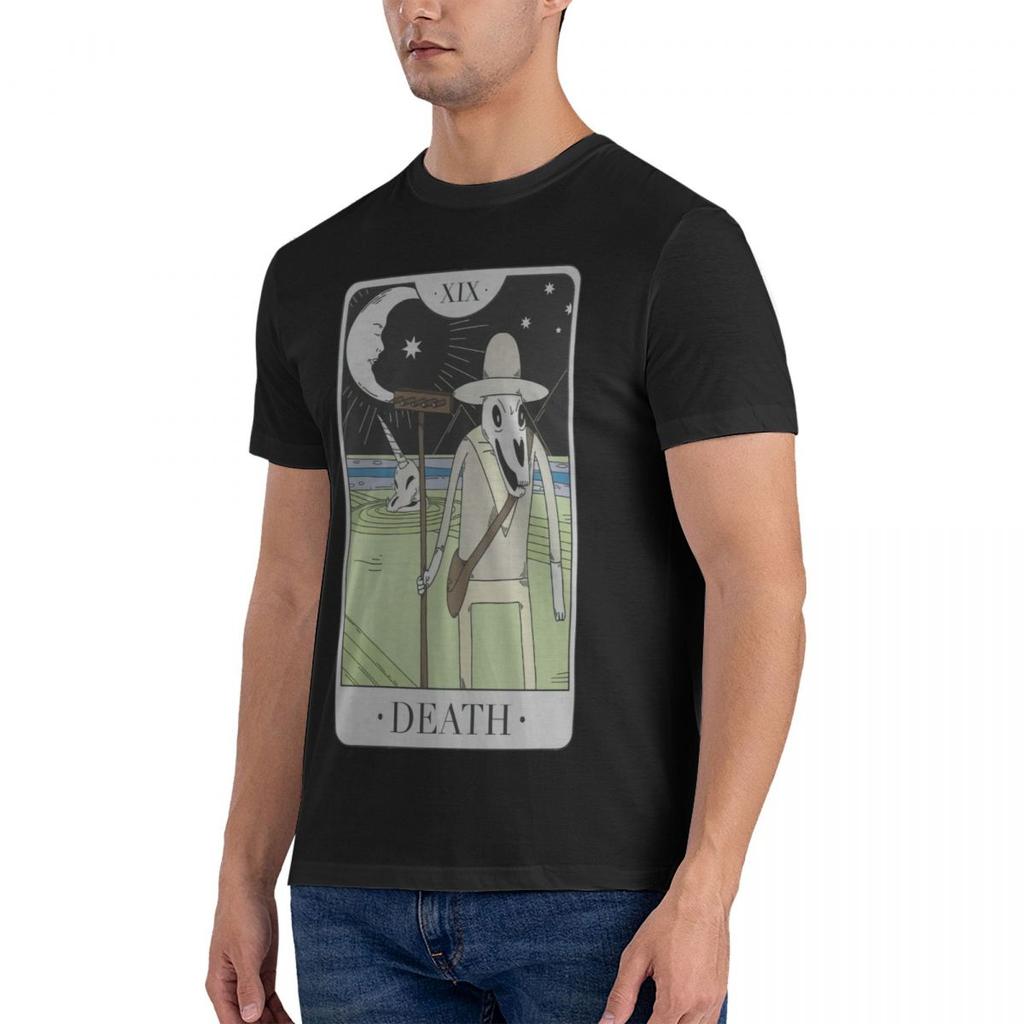 Tarot Card Death T Shirt Adventure Cartoon Time Novelty Pure Cotton Tee Shirt Crewneck Short Sleeve TShirt Gift Idea Clothes