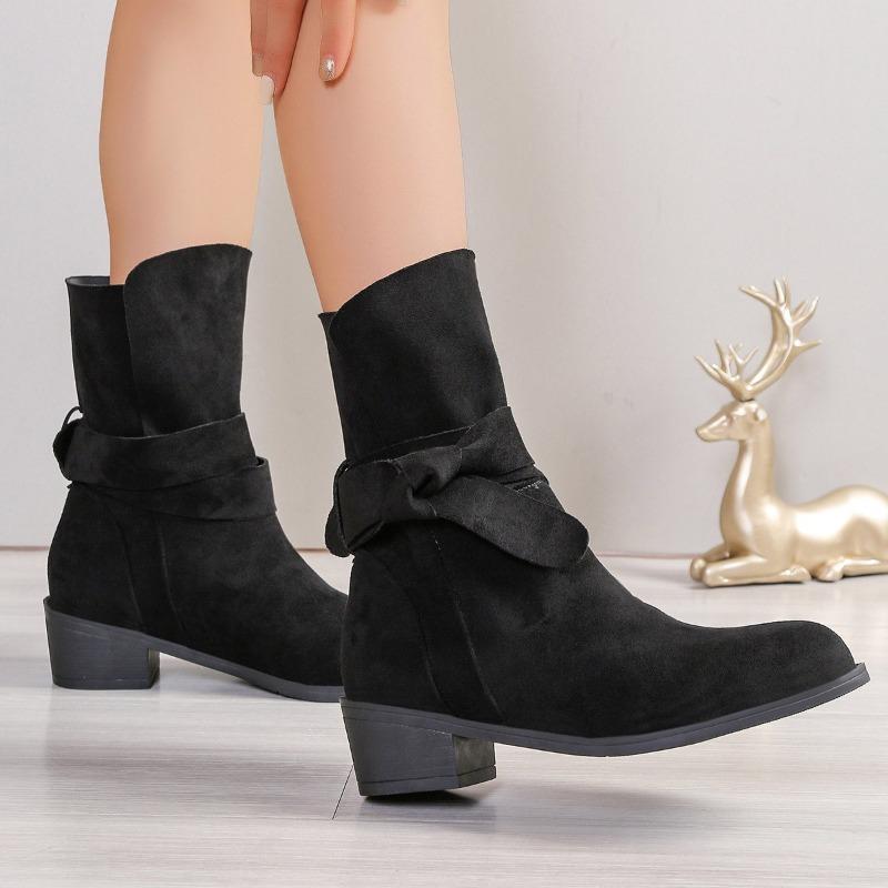 Sewing Ankle Modern Boots Square Heel Slip-on Ladies Shoes On Sale  Brand Spring/autumn Square Toe Low Heel Women's Boots