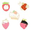 Strawberry Cat Adorable Brooch Cute Japanese Style Creative Pin Accessory For Bags
