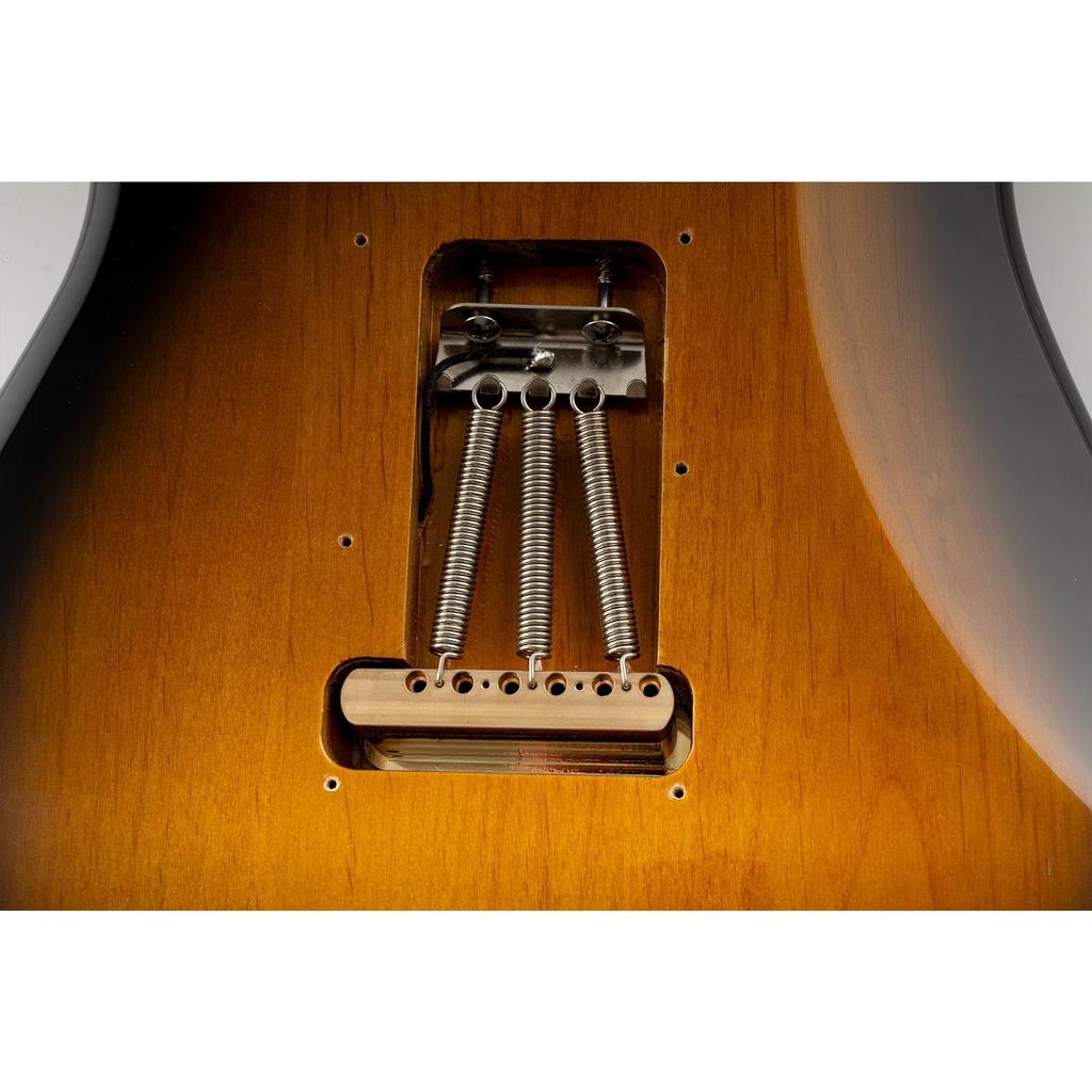 Musiclily Ultra Pitch ST Tremolo Bridge with Modern Brass Saddles and 42mm Brass Blocks for Strat Electric Gold 11.2mm 6-Point Guitars,