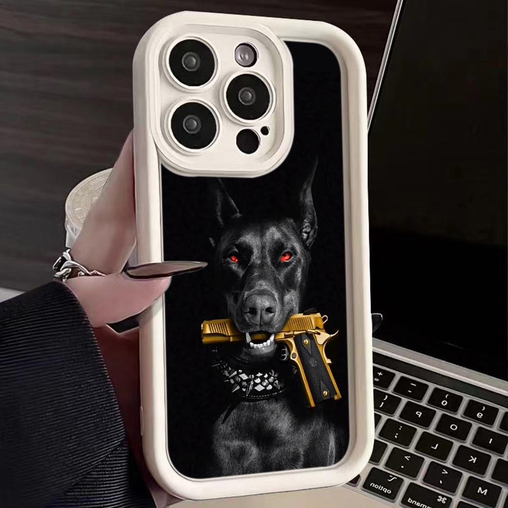 Мягкий чехол из ТПУ с ангельскими глазками для Samsung A10 A30 A50 A13 A23 A53 A14 A24 A34 A54 A15 A25 A35 A55 S20 S23 FE S24 Ultra Ae52 Animal Dog Doberman art