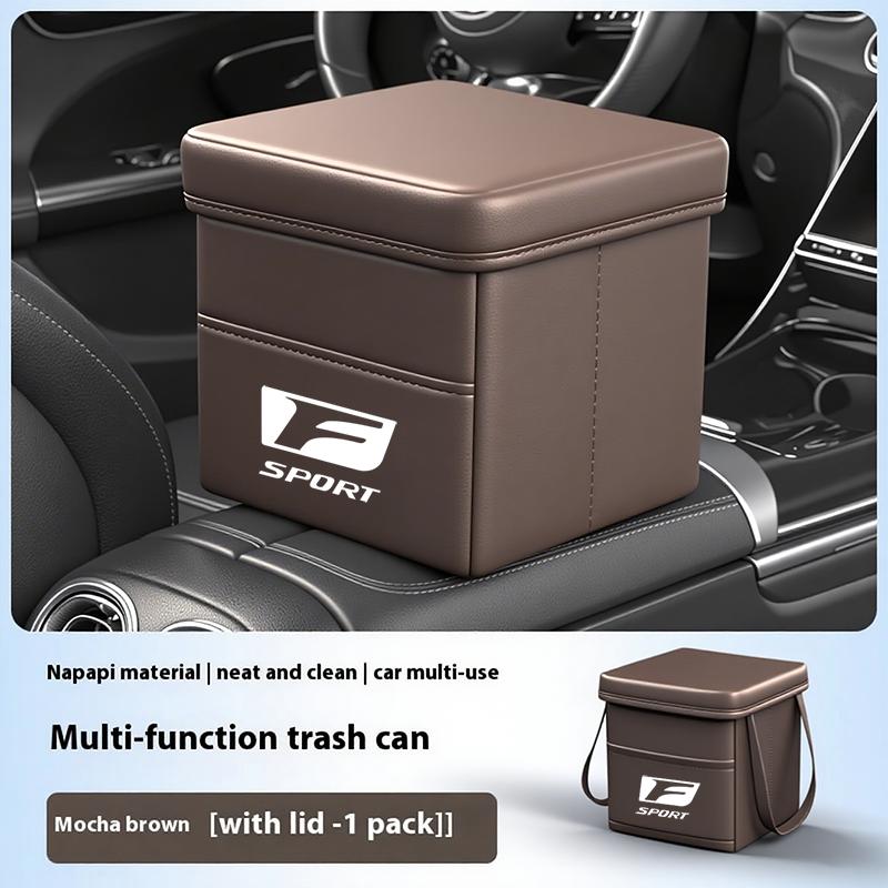 AIS1 Lexus Car Foldable Leather Storage Box Garbage Bin Accessories For Lexus F SPORT ES RX NX LS UX LM LX GX LC RZ IS CT GS RC HS SC