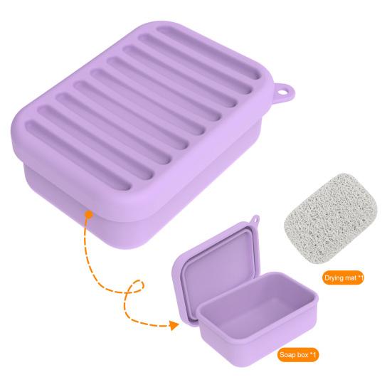 Leak-Proof Silicone Travel Soap Case with Drainage Lid Compact Design Portable Bar Soap Container Soap Holder